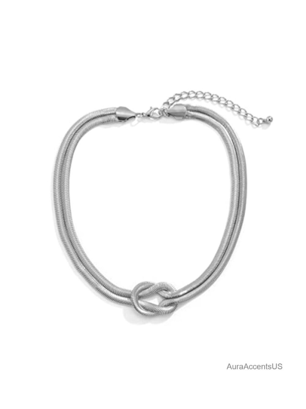 Chunky Gold Knot Choker Necklace Alloy Steel Double Snake Chain Adjustable